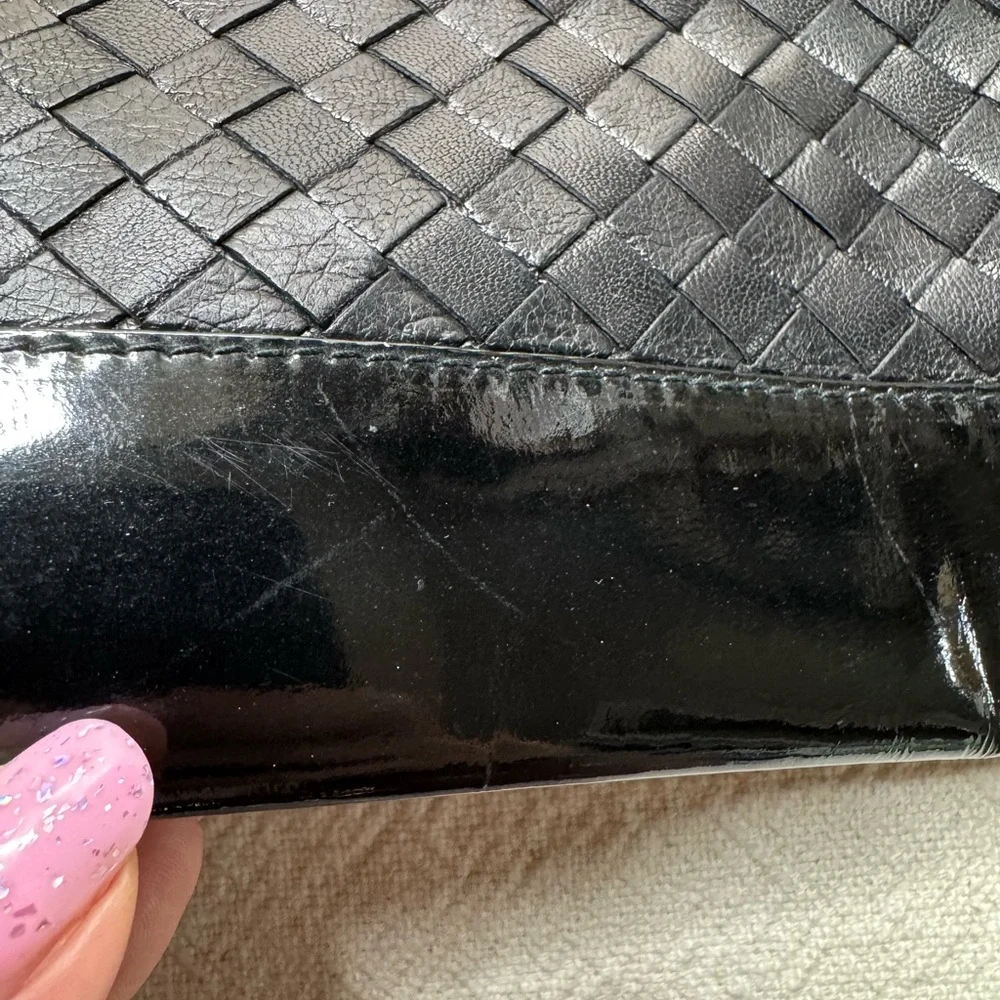 VTG Walter Katten Black Leather Intrecciato Woven Shoulder Bag Clutch Patent - Picture 8 of 11